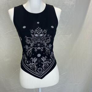 Black‎ handkerchief top with white glitter designs by Ire Sz M